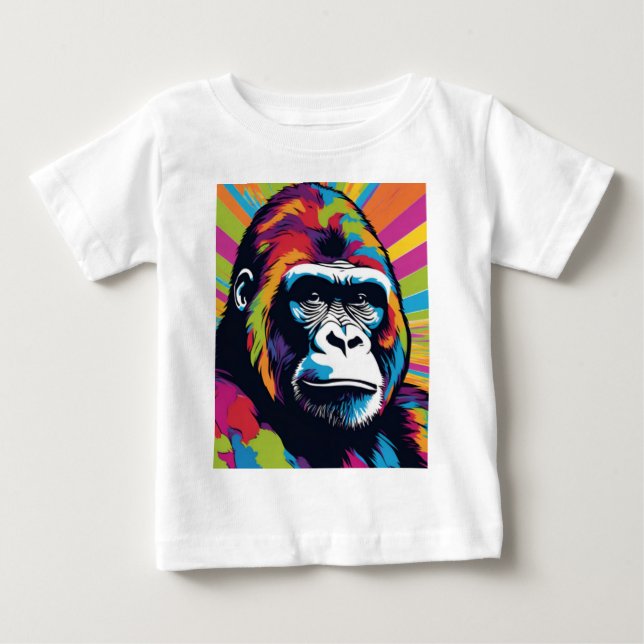 Gorilla Pop Art Tecknad Teckning T Shirt (Framsida)