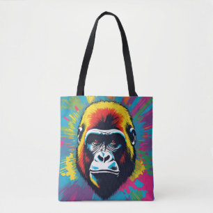 Gorilla Pop Art Tecknad Teckning Tygkasse
