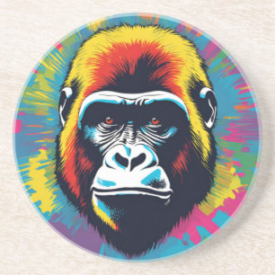Gorilla Pop Art Tecknad Teckning Underlägg