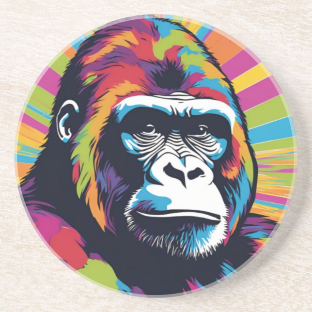 Gorilla Pop Art Tecknad Teckning Underlägg (Framsidan)