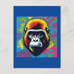 Gorilla Pop Art Tecknad Teckning Vykort