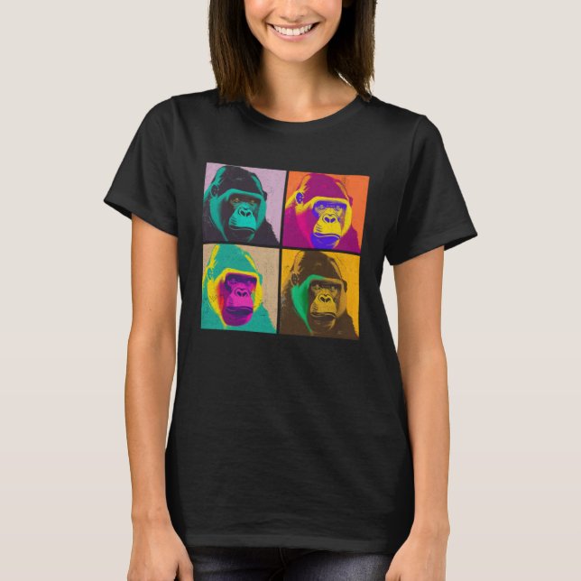 Gorilla Pop Illustration Colorful Animal Women T Shirt (Framsida)