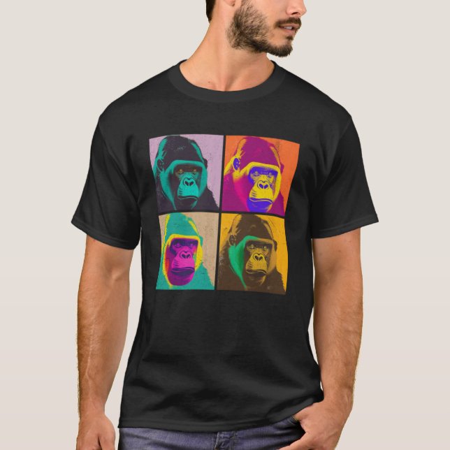 Gorilla Pop Illustration Färgbildande kvinnor T Shirt (Framsida)