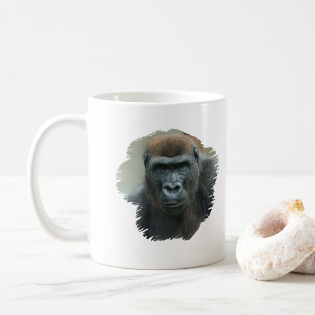 Gorilla Porträtt Kaffemugg (Med munk)