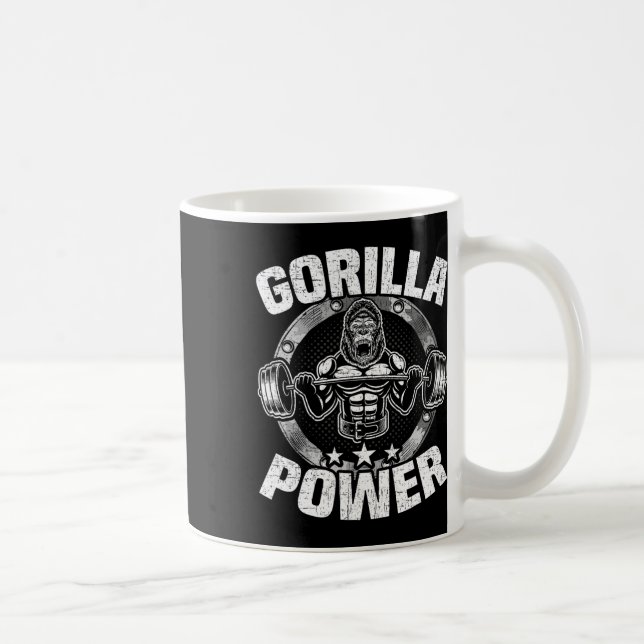 Gorilla Power Bodybuilding Viktlyftning Träning  Kaffemugg (Höger)