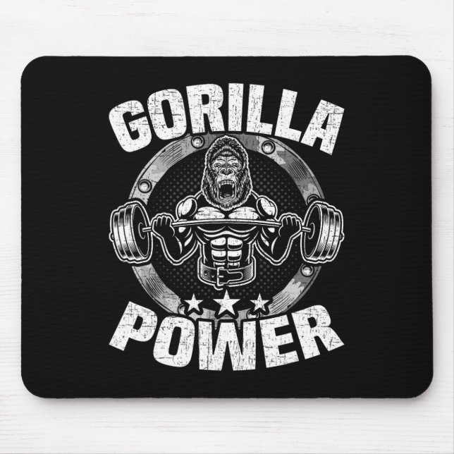 Gorilla Power Bodybuilding Viktlyftning Träning  Musmatta (Framsidan)