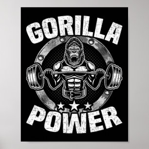 Gorilla Power Bodybuilding Viktlyftning Träning Poster