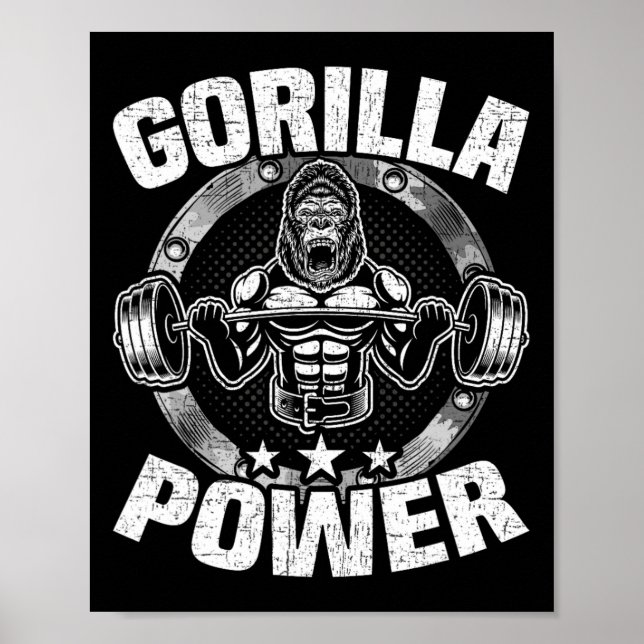 Gorilla Power Bodybuilding Viktlyftning Träning  Poster (Framsidan)