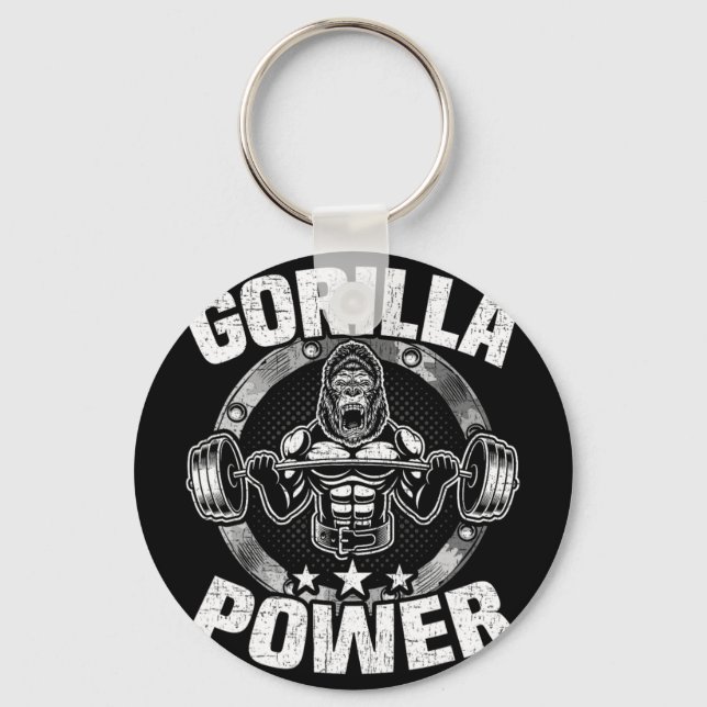Gorilla Power Bodybuilding Weightlifting Workout  Nyckelring (Framsida)