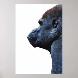 Gorilla print. Modern abstrakt djur. Polygonkonst Poster