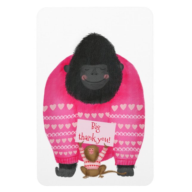Gorilla & pygmy marmoset "big-Tack you" magnet (Vertikal)