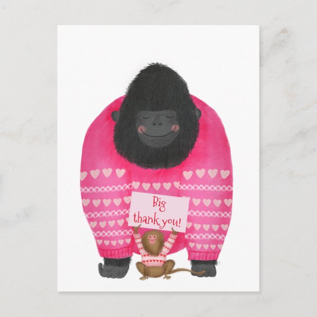 Gorilla & pygmy marmoset "big Tacker you" vycard Vykort (Framsida)