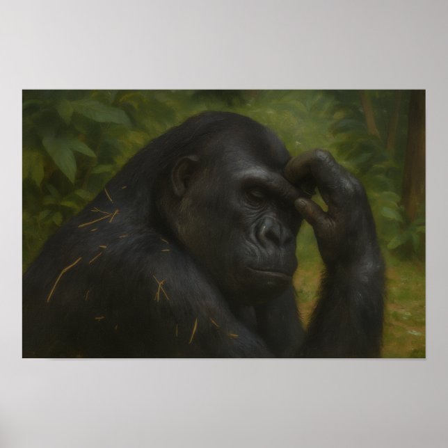 Gorilla Reflection - Thusjust Wildlife Porträtt Poster (Framsidan)