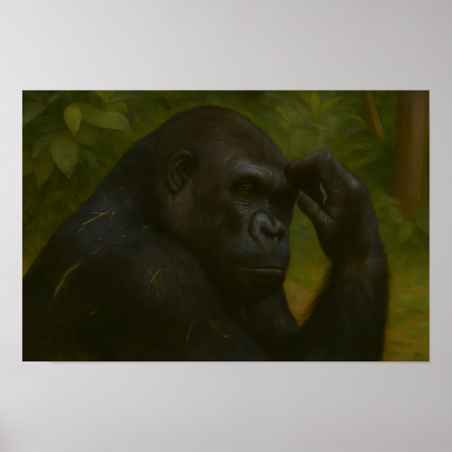 Gorilla Reflection - Thusjust Wildlife Porträtt Poster (Framsidan)