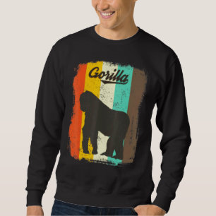 Gorilla Retro 70s Vintage Cute Animal Lång Ärmad Tröja