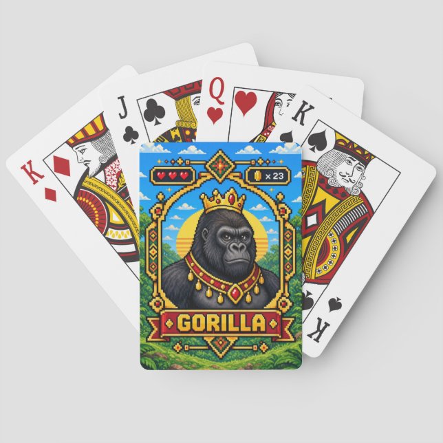 Gorilla Retro 8-Bit Pixel Art Casinokort (Baksidan)