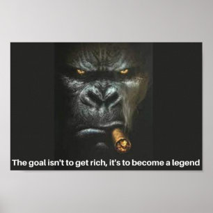 Gorilla röker en cigarr med en bildtext poster