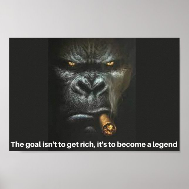 Gorilla röker en cigarr med en bildtext poster (Framsidan)