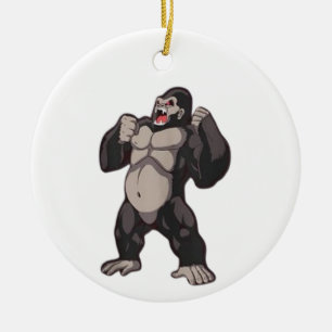 Gorilla rytande apa apa julgransprydnad keramik