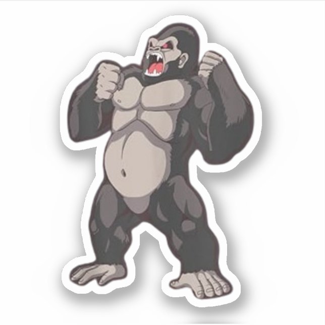 Gorilla rytande apa Monkey Klistermärken (Framsida)
