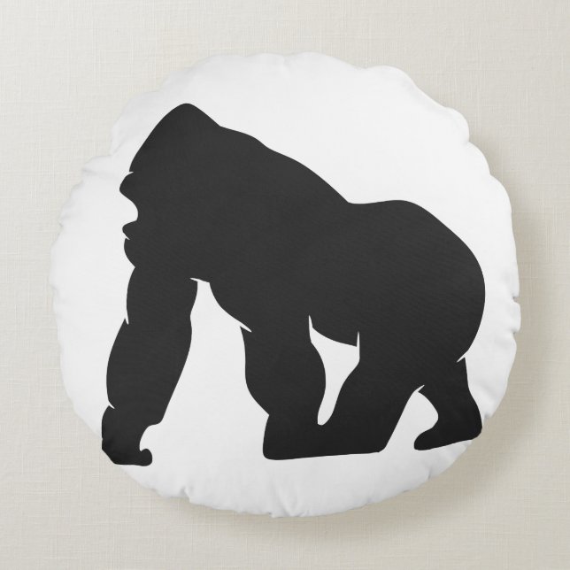 Gorilla silhouette rund kudde (Framsidan)