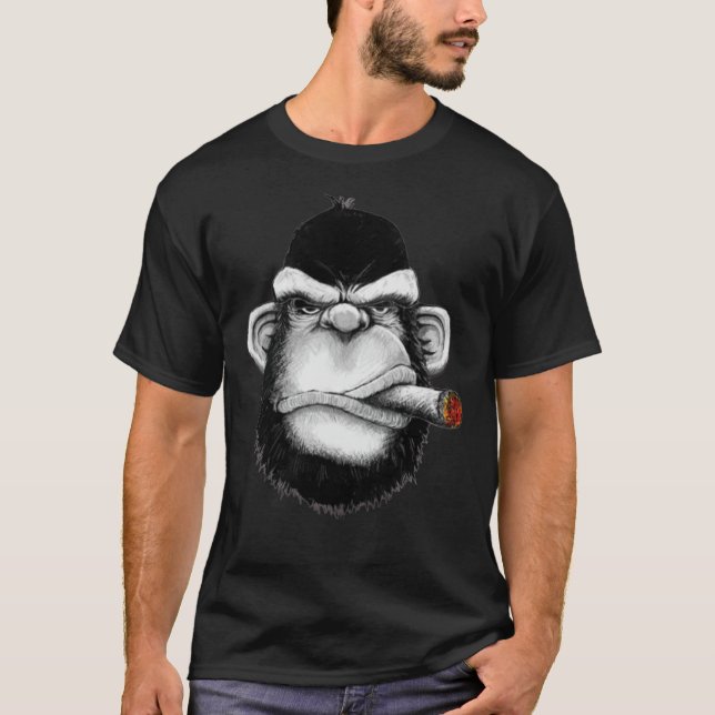 Gorilla Smoking Cigar Classic T-Shirt (Framsida)