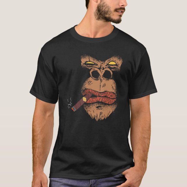 Gorilla Smoking Cigar - Funny Cigar Smoker T Shirt (Framsida)