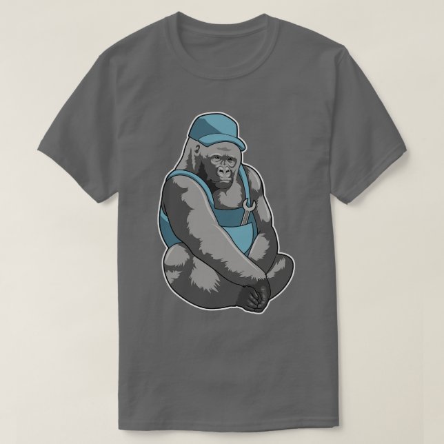 Gorilla som hantverkare med Wrench T Shirt (Design framsida)