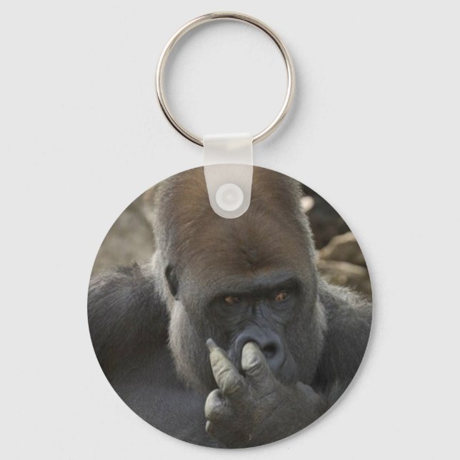 gorilla som plockar sin näsa - ääääääähhhh! nyckelring (Framsida)