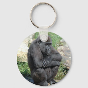 Gorilla som sitter Keychain Nyckelring