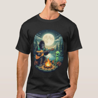 Gorilla som spelar gitarr med utomjording t shirt