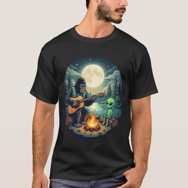 Gorilla som spelar gitarr med utomjording t shirt (Framsida)