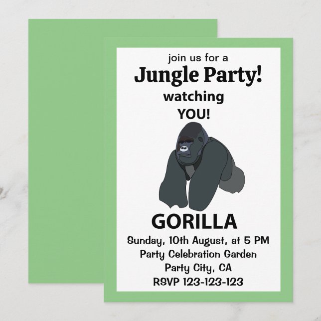 Gorilla som tittar på dig Rolig Gorilla Inbjudningar (Fram/baksida)