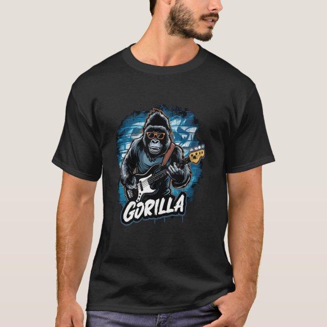 Gorilla spelar basgitarr tee Djur spelar Gui (Framsida)