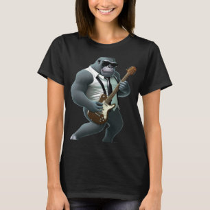 Gorilla Spelar Electric Guitar Animal Monkey Gu T Shirt