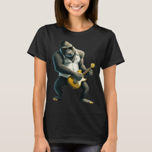 Gorilla Spelar Electric Guitar Animal Monkey Gu T Shirt