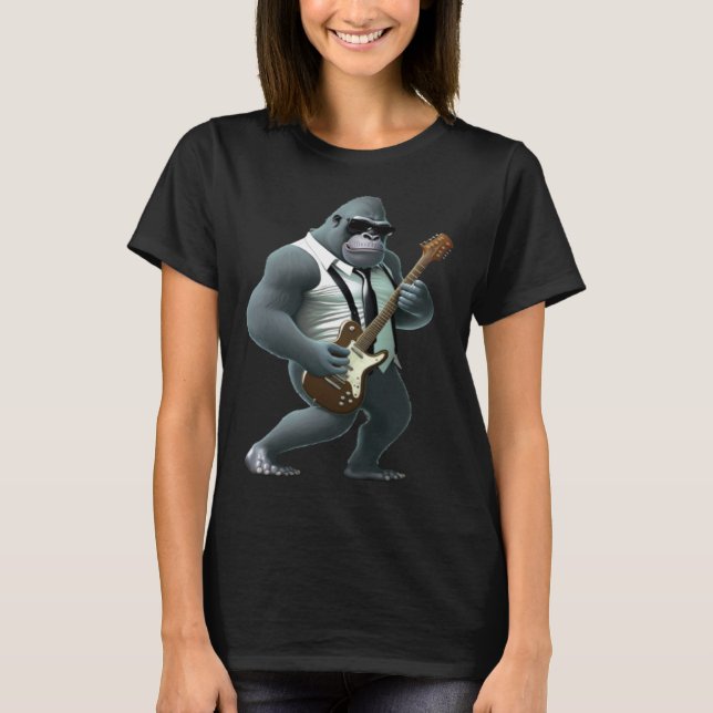 Gorilla spelar elgitarr  djur apa  Gu T Shirt (Framsida)
