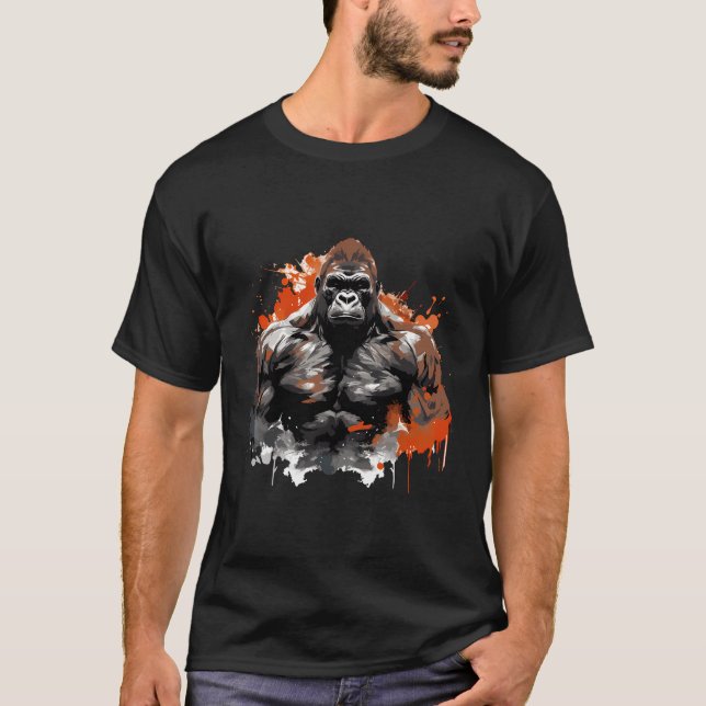 Gorilla Strength Workout Beast Muscles Fitness Gym T Shirt (Framsida)