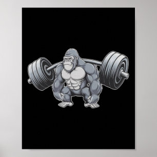 Gorilla Styrkelyft Fitness Gym Träning Bodybui Poster