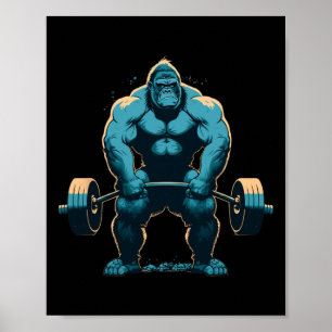 Gorilla Styrkelyft Gym Fitness Marklyft Träning Poster
