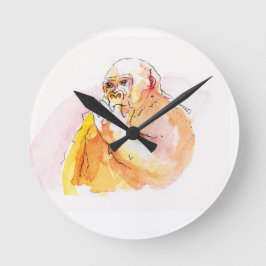 Gorilla sucking fingers Clock 指しゃぶりのゴリラ時計 Rund Klocka