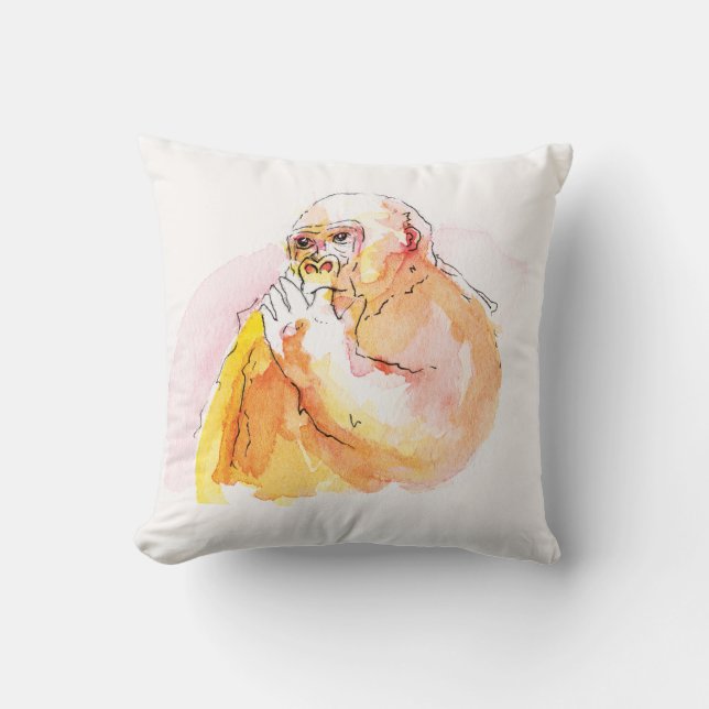 Gorilla sucking fingers Cushion 指しゃぶりのゴリラクッション Kudde (Framsida)