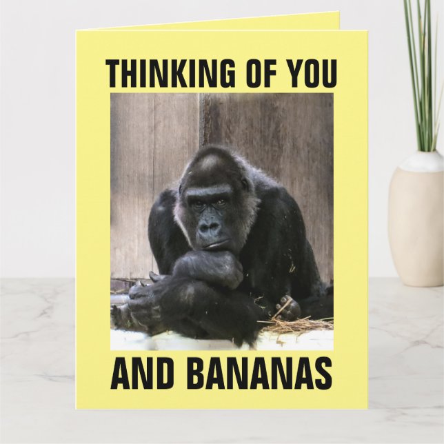 GORILLA TÄNKTE PÅ DIG FONNY GREETING CARD KORT (Framsida)