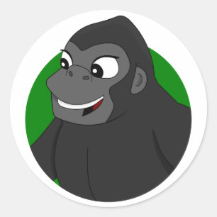 Gorilla Tecknad Classic Round Sticker Runt Klistermärke