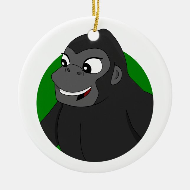 Gorilla Tecknad Julgransprydnad Keramik (Framsidan)