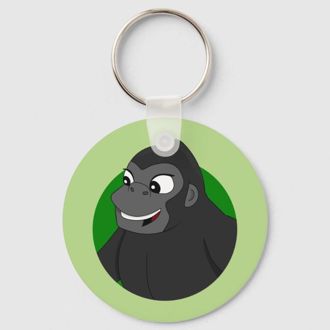 Gorilla Tecknad Keychain Nyckelring (Framsida)