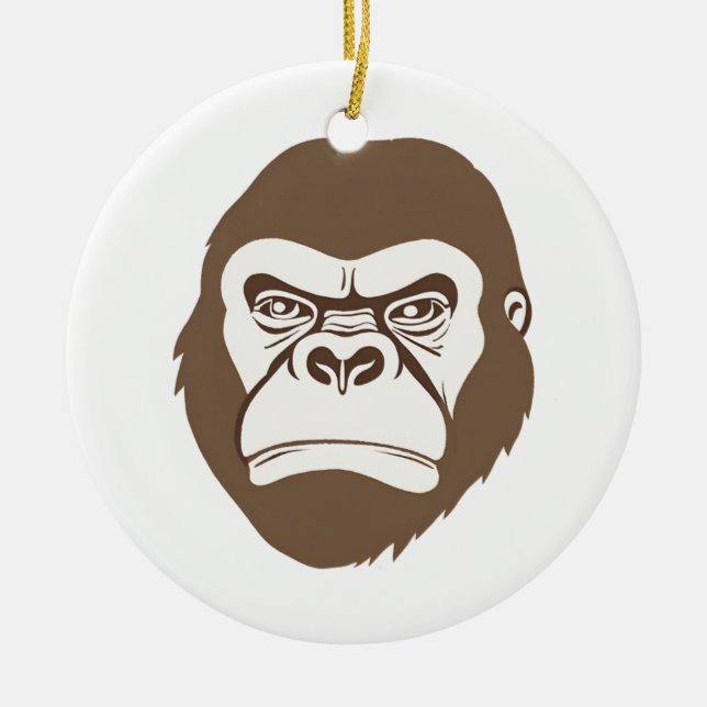 Gorilla Tecknad Teckning Julgransprydnad Keramik (Framsidan)