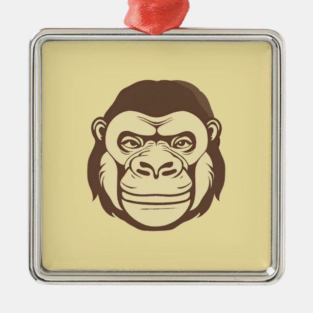 Gorilla Tecknad Teckning Julgransprydnad Metall (Framsidan)