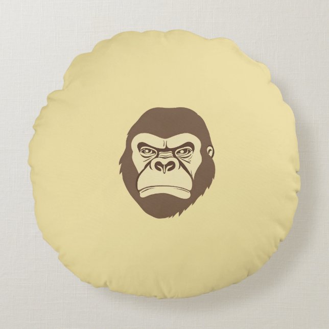 Gorilla Tecknad Teckning Rund Kudde (Framsidan)