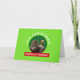 Gorilla Turkey God Dinner Pun Helgkort